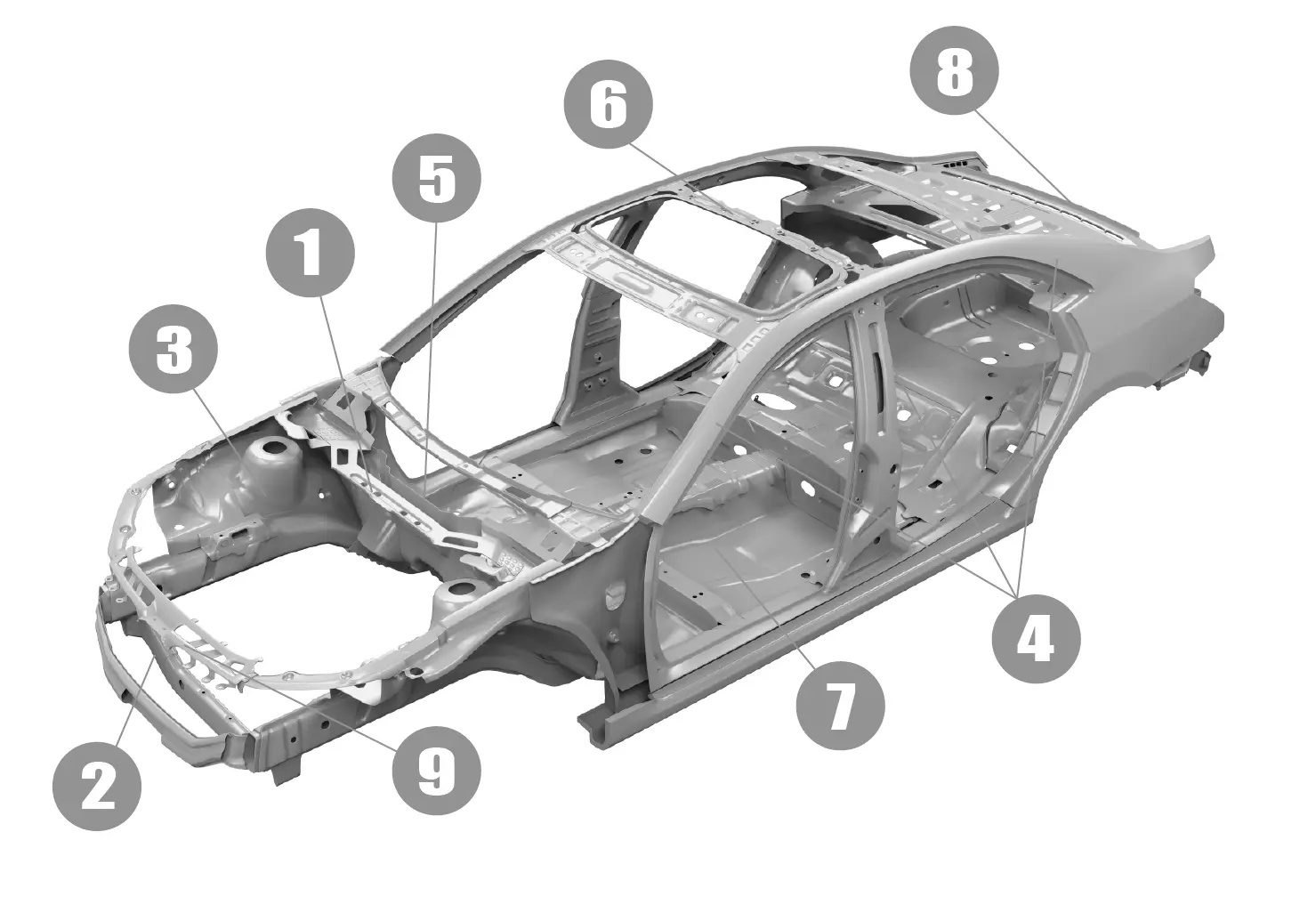 事故車対象となる車のフレーム部分
