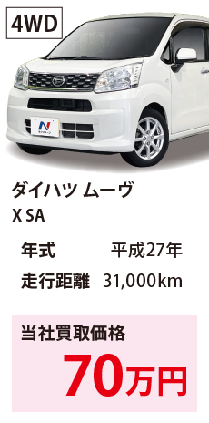 ダイハツ ムーヴ	X SA	平成27年	31,000km	70	4WD	LA160S-0000262.eps	H27年式 3.1万km