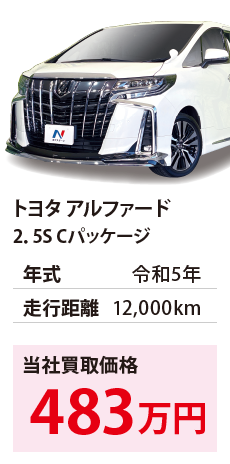 トヨタ アルファード 2.5S Cパッケージ 令和5年 12,000km 483 AGH30-04580670 R5年式 1.2万km